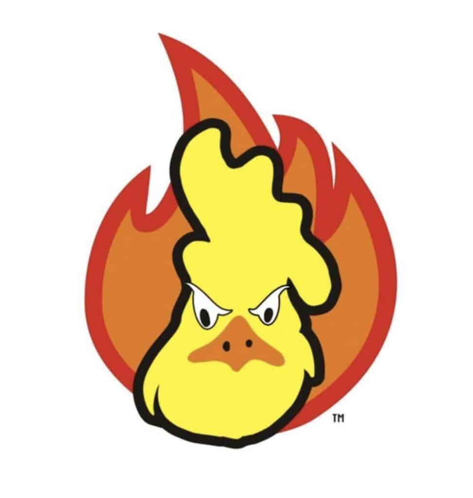 Fire-themed chicken logo representing Atlanta restaurant real estate expertise.
